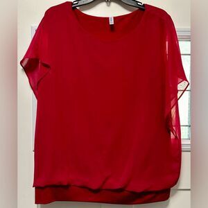 Neineiwu Woman’s Short Sleeve Blouse. Red Flowy (214)